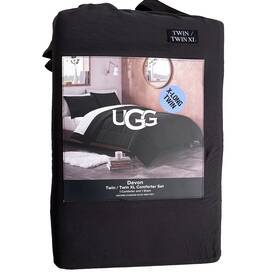 Ugg Australia 008889261178 Devon Twin/twinxl 2pc Comforter And Sham Set Washed Black - New