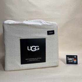 Ugg Australia 008889321544 Queen Size 100% Cotton Flannel Sheet Set Shoreline Houndstooth
