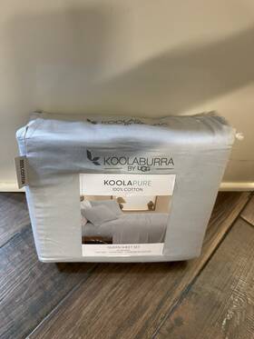 Ugg Australia 008889361878 Nip Koolaburra By Koolapure Gray 100% Cotton Queen 4 Pc Sheet Set