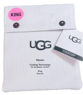 0888925126 Ugg Australia Nwt Inch Ronica King Sheet Set All Season Cooling Technology Color Stone/white