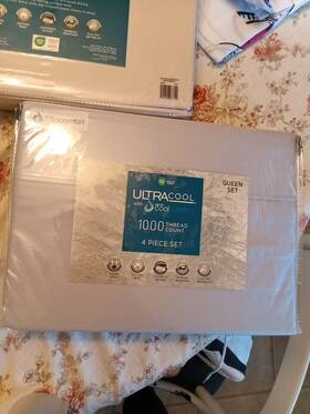 Ultra Cool 191790036840 Iq Piece Queen Sheet Set 1000 Count Blue Nib