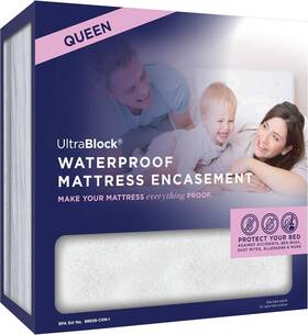 Ultrablock 860004973621 Zippered Premium Queen Mattress Protector Waterproof White