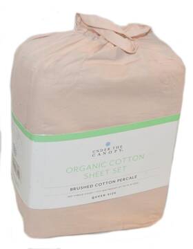 Under The Canopy 028828366146 Brushed Cotton Blush Pink 4pc Queen Sheet Set Organic