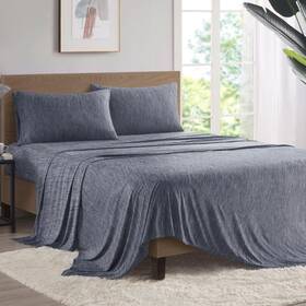 Urban Habitat 022164258028 Cool Blend Sheet Set Jersey Knit Heathered Yarn Tonal Design Breathable Pr