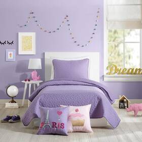 C018218prnas Urban Playground All Seasons Coty Purple Quilt Set - Twin