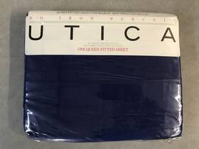 Utica 028828019684 Vintage Queen Fitted Sheet Navy Blue No Iron Percale 60x80 Inch Mattress Usa