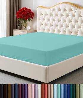 Utopia Bedding 810013786989 Fitted Sheet Twin Microfiber Soft Shrink Resistant Spa Blue Deep