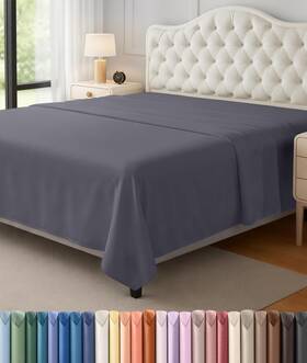 Ub1195 Utopia Bedding Flat Sheet 1 Pack Full Grey Soft Brushed Microfiber Fabric