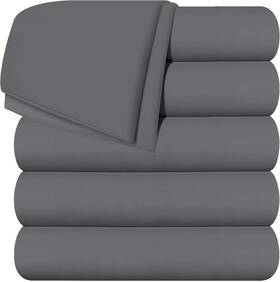 Ub1257 Utopia Bedding Flat Sheets - Pack Of 6 Soft Brushed Twin Grey
