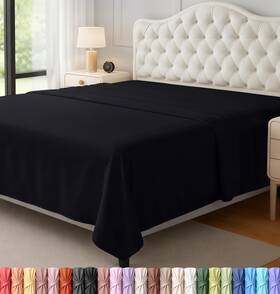 Ub1373 Utopia Bedding Flat Sheet 1 Pack Queen Black Soft Brushed Microfiber Fabri
