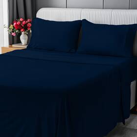 Ub1652 Utopia Bedding Jersey Knit Sheets 4 Piece Queen Size Soft T Shirt Stretchy Navy