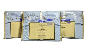 Valencia By Ehf 663155503712 3 Microfiber Sheet Sets Twin Size Light Blue Floral Embroidery New