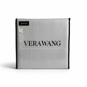 Vera Wang 199165039069 Queen Sheet Set Luxurious Satin Weave Etched Gray White Stripe Cotton