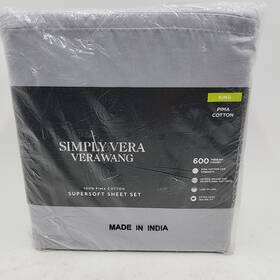 Vera Wang 400180433993 New Simply Verawang 600 Thread Count King Size Sheet Set - Periwinkie