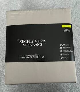 Vera Wang 400526613171 Simply Supersoft 4 Piece King Sheet Set 600tc Shadow Gray Brand New