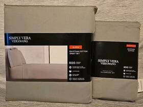 Vera Wang 400581838274 Simply Queen Egyptian Cotton Sheet Set 800tc Gray Bonus Pillow Cases