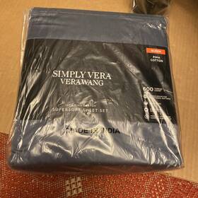 Vera Wang 400740328431 Simply Shadow Gray Solid Cotton 600-thread Count Queen Set 4 Pcs