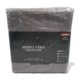 Vera Wang 400740328547 Simply Pima Cotton 600 Thread Count Sheet Set Queen Plum