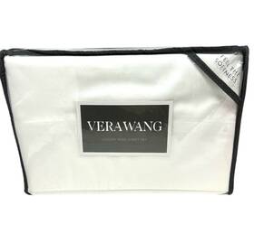 Vera Wang 883893680708 King Sheet Set White Luxury Sateen Cotton Bedding 800 Thread Count