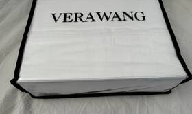 Vera Wang 883893916265 4 Pc White Twill Lines Cal. King Sheet Set Nip
