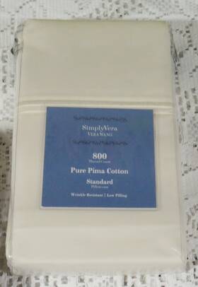 Vera Wang Vw800tc-spc-iv Nip Simply 800tc Ivory Pima Cotton Standard Pillowcases Envelope Close