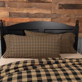 Vhc Brands 840528179020 Black Check King Pillow Case Set Of 2 21x40 Tan
