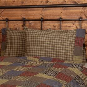 Vhc Brands 840528186417 Cedar Ridge Standard Pillow Case With Block Border Set Of 2 Green