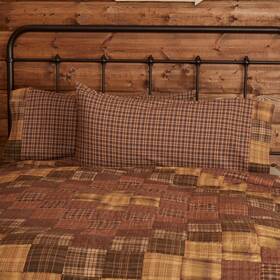 Vhc Brands 840528189494 Brown Rustic Bedding Prescott Block Border Pillow Case Russet/light Tan/eart Vhc Brands 840528189494 Brown Rustic Bedding Prescott Block Border Pillow Case Russet/light Tan/eart