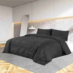 Vidaxl 720286655900 Black Microfiber Duvet Cover Set Soft Polyester Bedding Full Queen Size