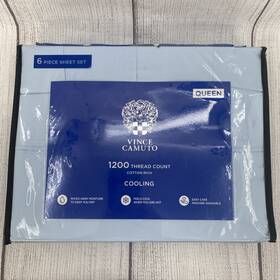 Vince Camuto 783048212634 Sheet Set Queen Powder Blue Cotton Rich 1000tc Moisture Wicking
