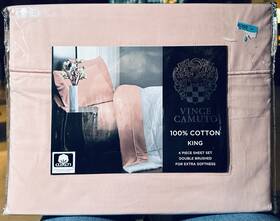 Vince Camuto 783048234483 Double Brushed King Sheet Set Rose/pink New