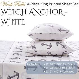 Dps24093q Virah Bella - Weigh Anchor White 4-piece Sheet Set