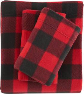 Viviland 313112353309 Plush Micro Fleece Buffalo Plaid Red And Black Holiday Queen Bed Sheet Viviland 313112353309 Plush Micro Fleece Buffalo Plaid Red And Black Holiday Queen Bed Sheet