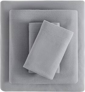 Viviland 740226030176 Plush Micro Fleece Queen Bed Sheet Set - Soft Polar Silver