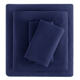 Viviland 740226030459 Plush Micro Fleece Queen Bed Sheet Set - Soft Fuzzy Navy