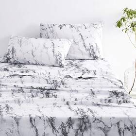 D0022-cd4-k Wake In Cloud - Marble Bed Sheets 4-piece Sheet Set King Grey White D0022-cd4-k Wake In Cloud - Marble Bed Sheets 4-piece Sheet Set King Grey White