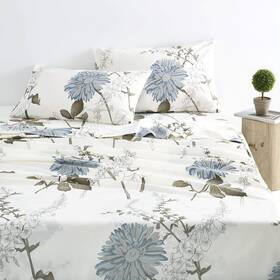 D0211-cd4-ck Wake In Cloud J Floral Sheet Set 100 Cotton Bedding Botanical Flowers Pattern Printed 4p