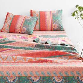 D0252-cd4-t Wake In Cloud - Boho Bed Sheets 4-piece Sheet Set Twin Orange Green
