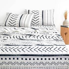 D0405-cd4-k Wake In Cloud J Aztec Bed Sheets 100% Cotton 4-piece Sheet Set Geometric Western Modern Pat D0405-cd4-k Wake In Cloud J Aztec Bed Sheets 100% Cotton 4-piece Sheet Set Geometric Western Modern Pat
