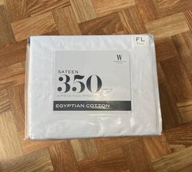 Wamsutta 008889237470 Brand New White 350 Tc 100% Egyptian Cotton Sateen Full Sheet Set