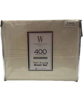 Wamsutta 008889516179 Twin X-long Sheet Set Ivory 100% Cotton 400 Tc Solid Sateen