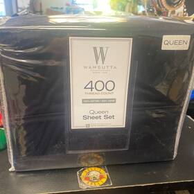 Wamsutta 008889516940 400 Thread Count Queen Sateen Sheet Set In Black - New