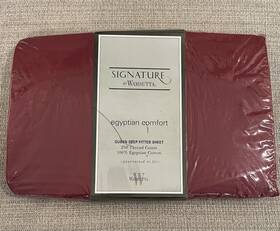 Wamsutta 030473980974 New Sealed Signature By Egyptian Comfort 250 Tc Queen Fitted Sheet Burg