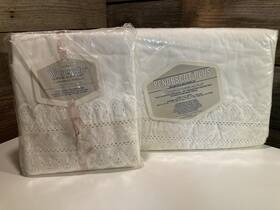 Wamsutta 034086177226 Vtg Supercale Plus King Flat Sheet White 200 Thread 2- Pillowcases