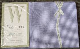 Wamsutta 034086230785 Gingham Purple Queen Flat Sheet Supercale Plus White Check 90x102 New