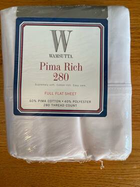 Wamsutta 055555119981 Pima Rich 280 Thread Count Full Flat Sheet Alabaster White - New