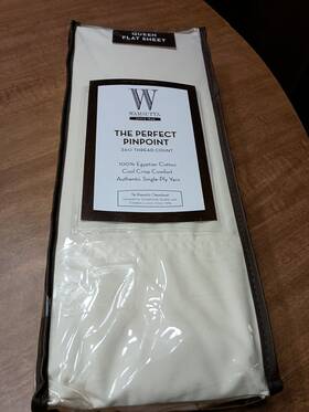 Wamsutta 085769863974 The Perfect Pinpoint 360 Thread Count Queen Flat Sheet Ivory New