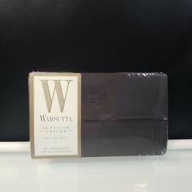 128304 Wamsutta Egyptian Cotton Full Flat Sheet 250 Thread Count Black Sealed New