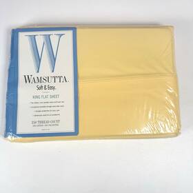 130383 Wamsutta Soft And Easy 250 Thread Yellow King Flat Sheet Nos Usa 50 Cotton Poly
