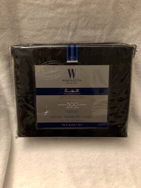 Wamsutta 444100314900 500 Thread Count Damask Stripe Pimacott Sateen Weave Twin Sheet Set
